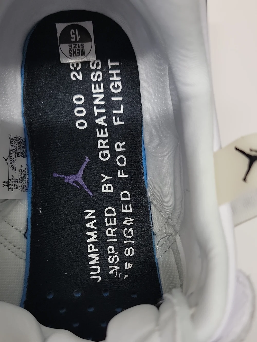 Jordan MA2 Concord White/Black-Court Purple Low-Top Sneakers Men's 15 Excellent